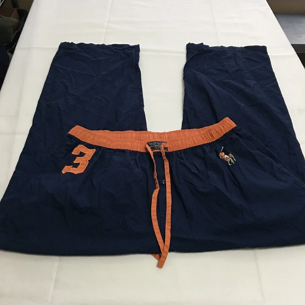 Polo Ralph Lauren Pajama Pants Mens XL Navy Orange Big Pony Sleepwear